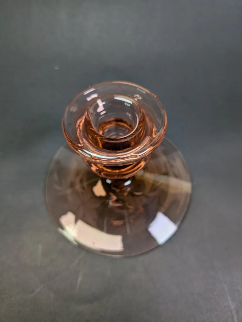 Vintage 1930s Depression Elegant Pink Glass Candle Holder / Pedestal Stand